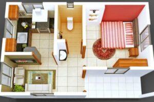 bản vẽ nhà 1 phòng ngủ