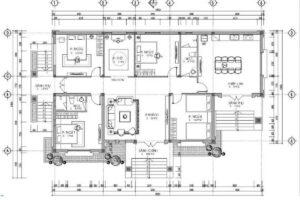 bản vẽ thiết kế nhà 8x20m