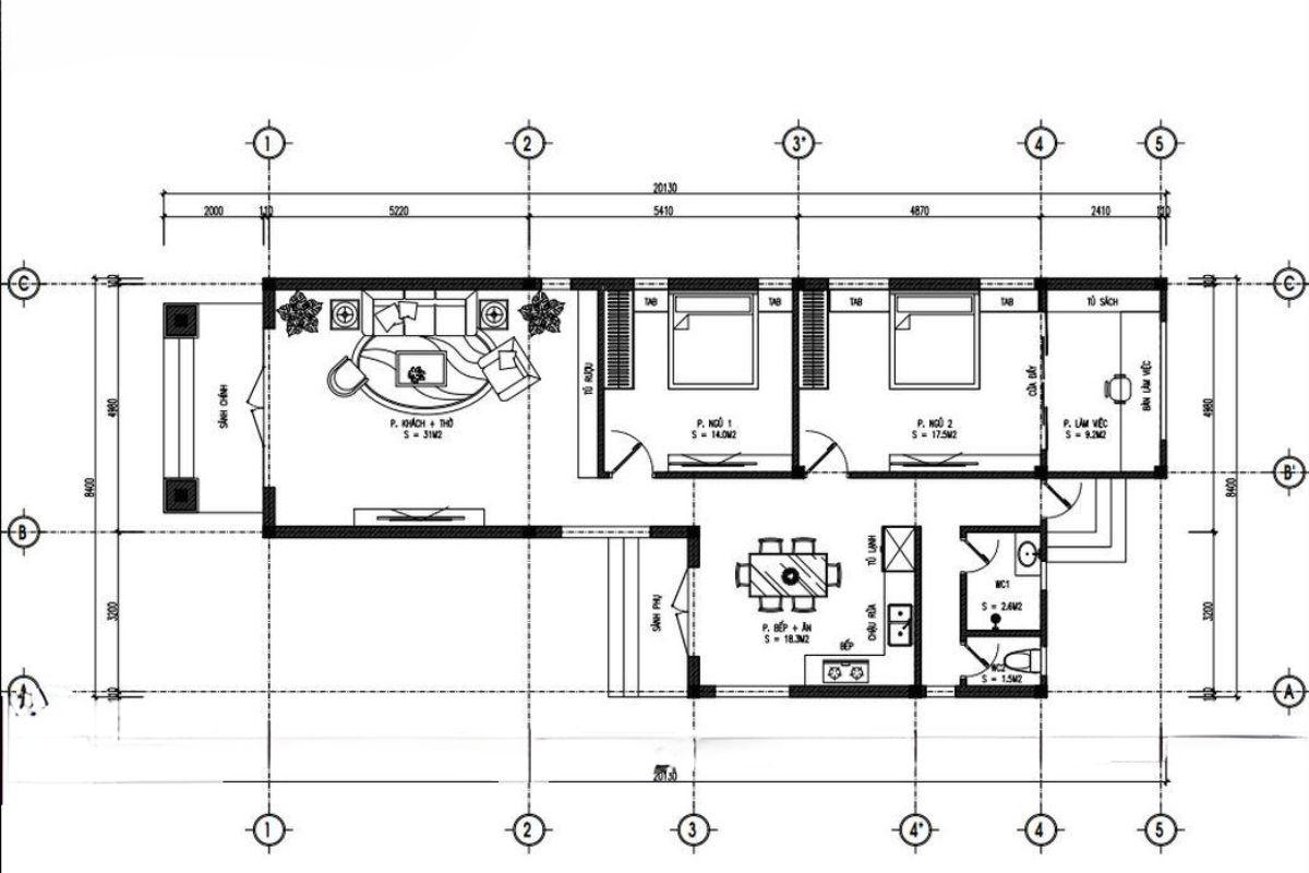 Bản vẽ thiết kế nhà 8x20m - Giải pháp tối ưu cho không gian hiện đại 1 bản vẽ thiết kế nhà 8x20m