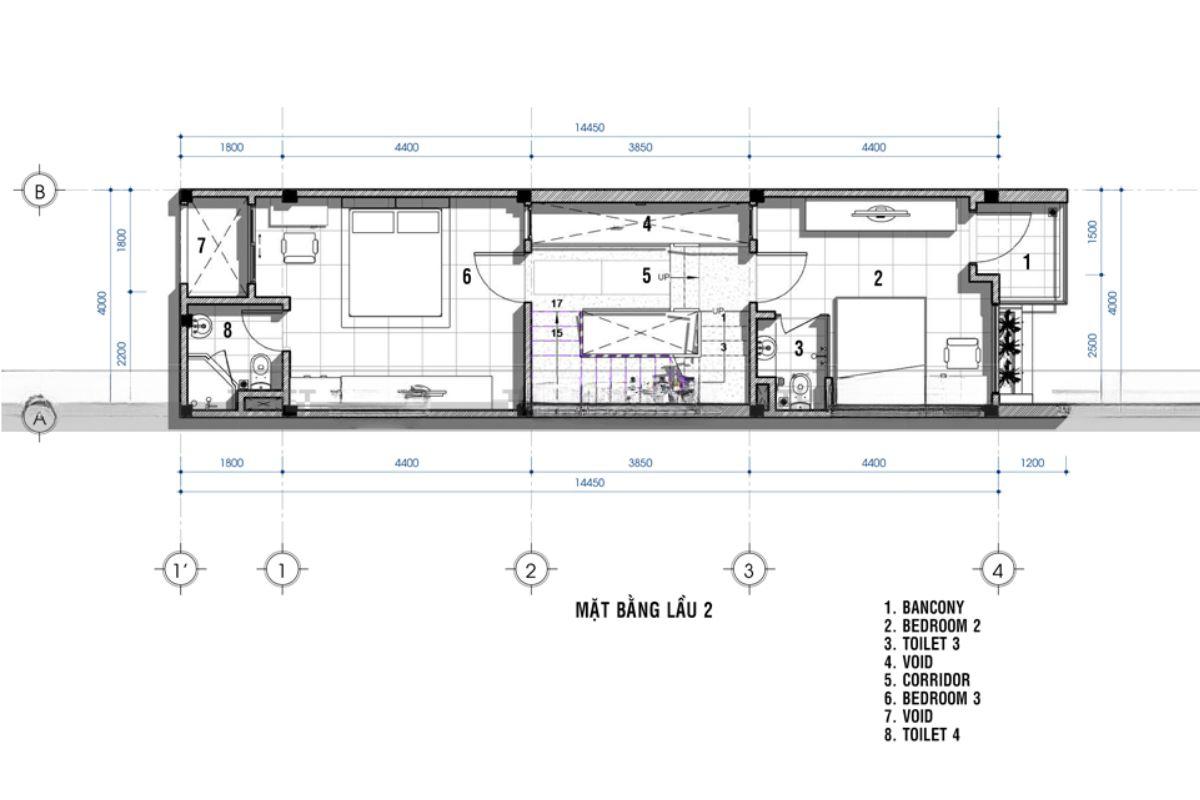 Bản vẽ thiết kế nhà cấp 4 4x20 – Giải pháp tối ưu cho gia đình nhỏ 2 bản vẽ thiết kế nhà cấp 4 4x20