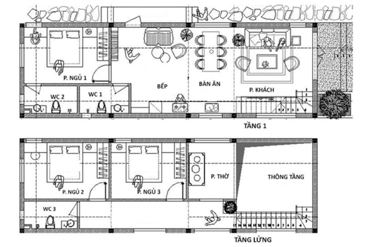 Bản vẽ thiết kế nhà gác lửng 5x20 1 bản vẽ thiết kế nhà gác lửng 5x20