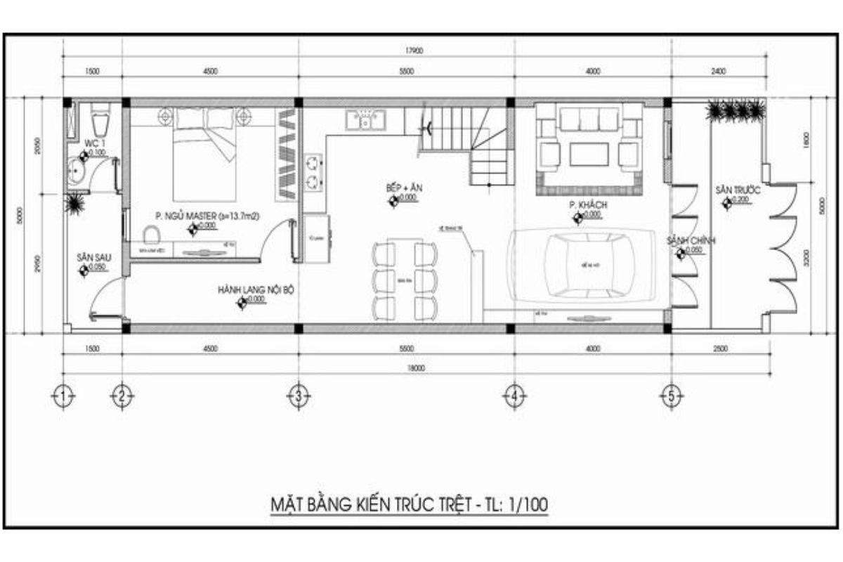Bản vẽ thiết kế nhà gác lửng 5x20 4 bản vẽ thiết kế nhà gác lửng 5x20