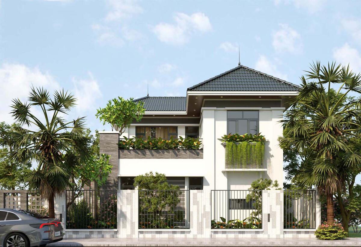 Các mẫu xây nhà kiểu villa đẹp, hiện đại và sang trọng 4 Mẫu villa mái thái hoặc mái Nhật