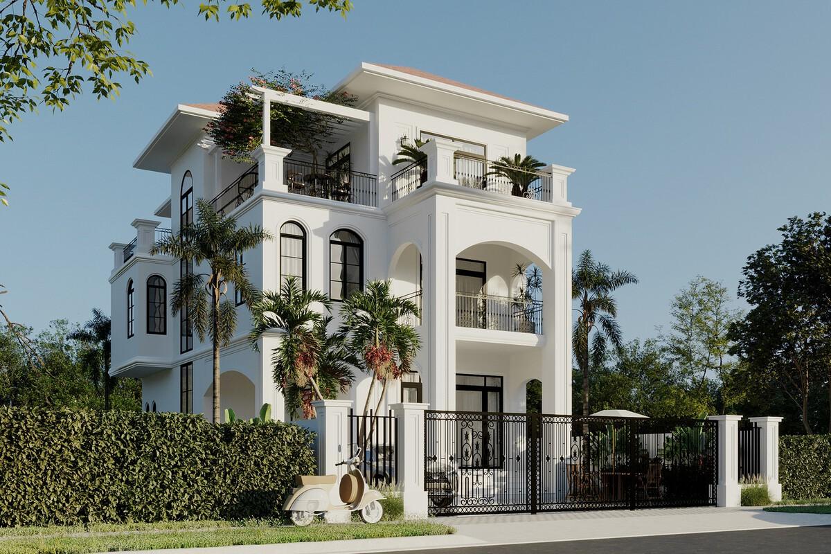 Các mẫu xây nhà kiểu villa đẹp, hiện đại và sang trọng 2 Mẫu villa tân cổ điển sang trọng