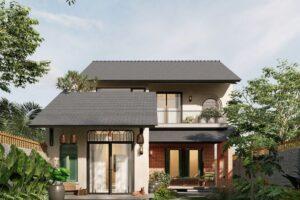mẫu nhà mái ngói 2 tầng