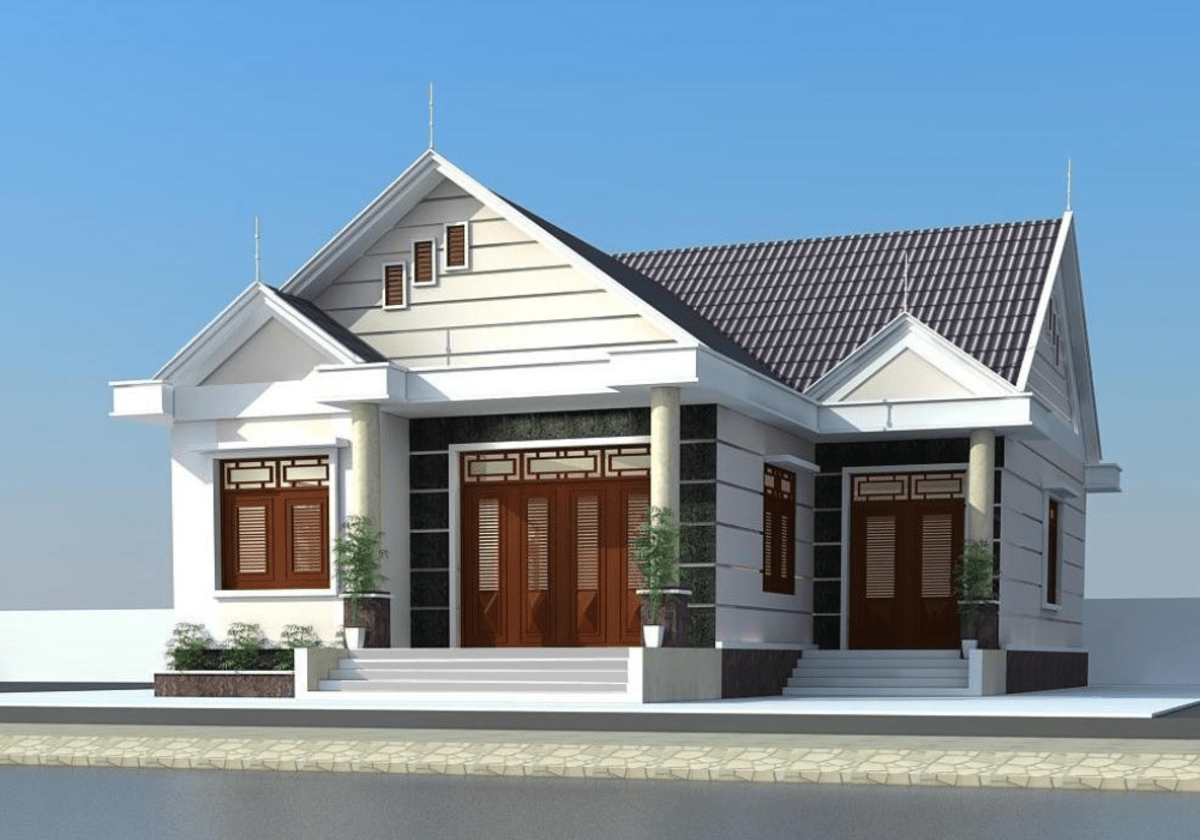 Bản vẽ nhà cấp 4 3 phòng ngủ 100m2 – Giải pháp tối ưu cho gia đình hiện đại 2 Nhà cấp 4 3 phòng ngủ 100m2 hiện đại mái thái
