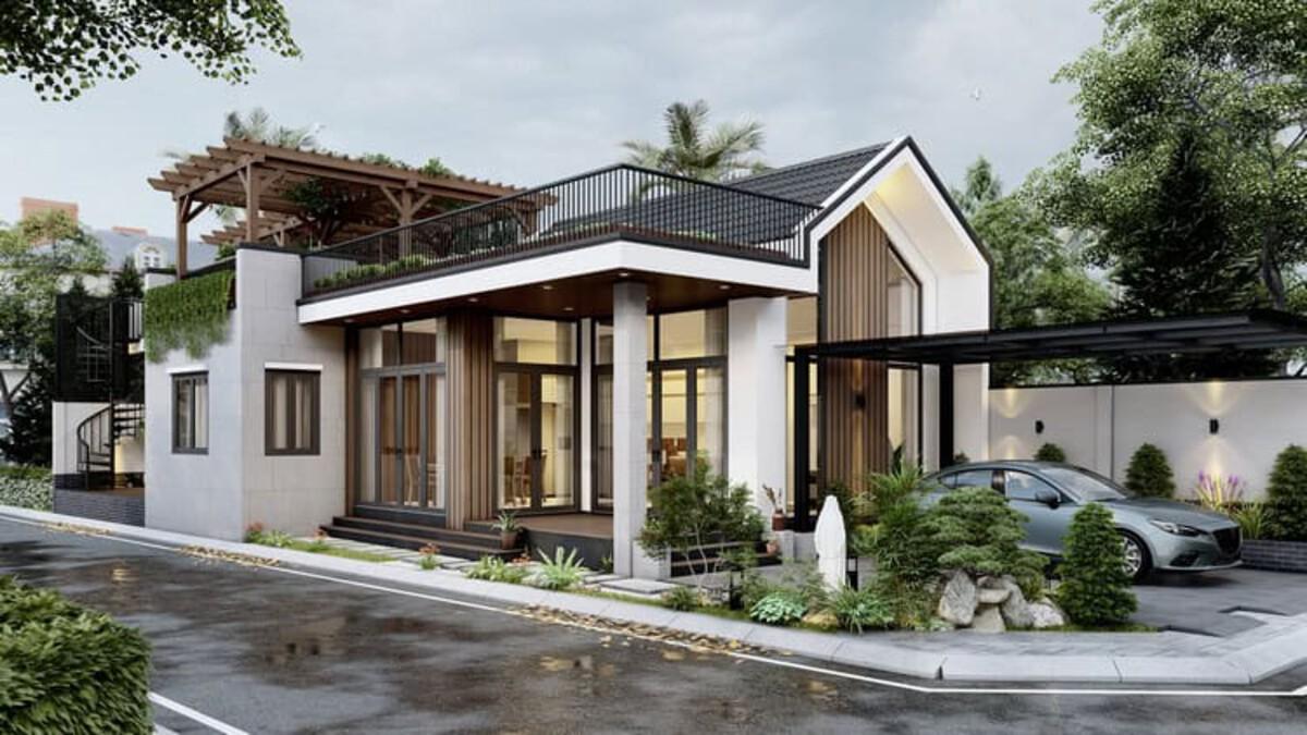 Các mẫu thiết kế nhà đẹp 1 tầng được ưa chuộng hiện nay 3 Nhà vườn 1 tầng