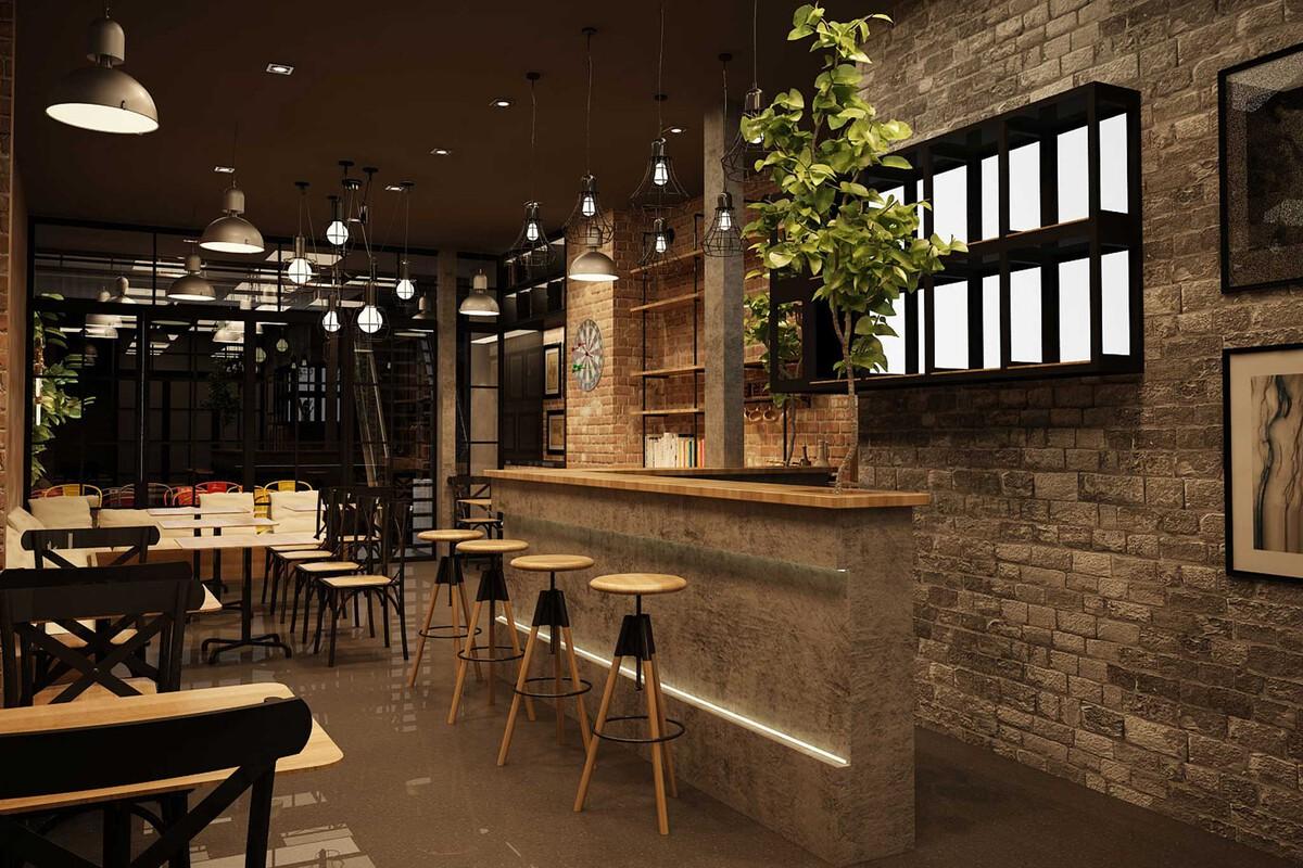 Dịch vụ thiết kế nhà hàng cafe bar chuyên nghiệp – NAIS DESIGN 2 Nhà hàng cafe bar phong cách tối giản